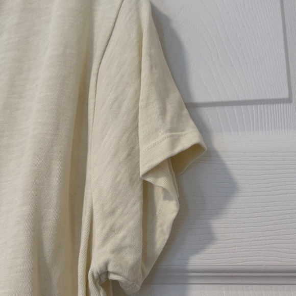 Mother Denim Cream/Butter Yellow Graphic T-Shirt with Orange Print Women Size XL - Picture 8 of 9